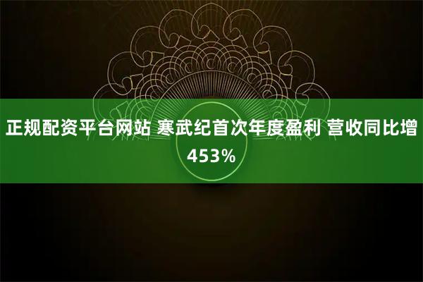 正规配资平台网站 寒武纪首次年度盈利 营收同比增453%